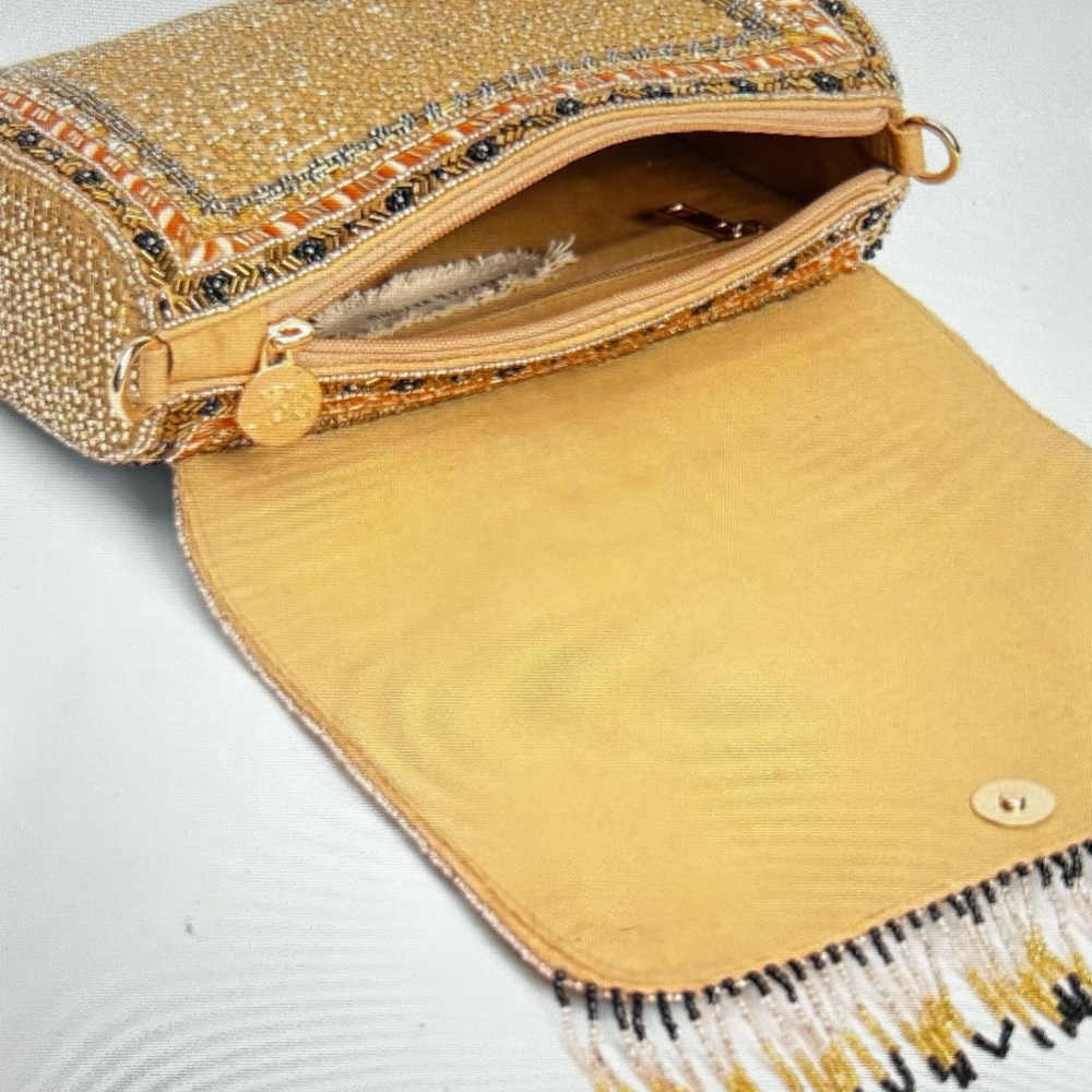 Gold Flame Embellished Shoulder Bag - Picture 6 of 11